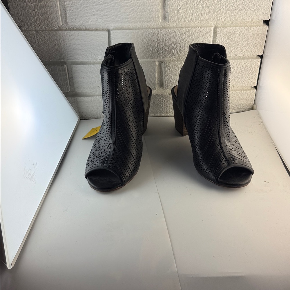 Denver Hayes Black Peep-Toe Ankle Boots